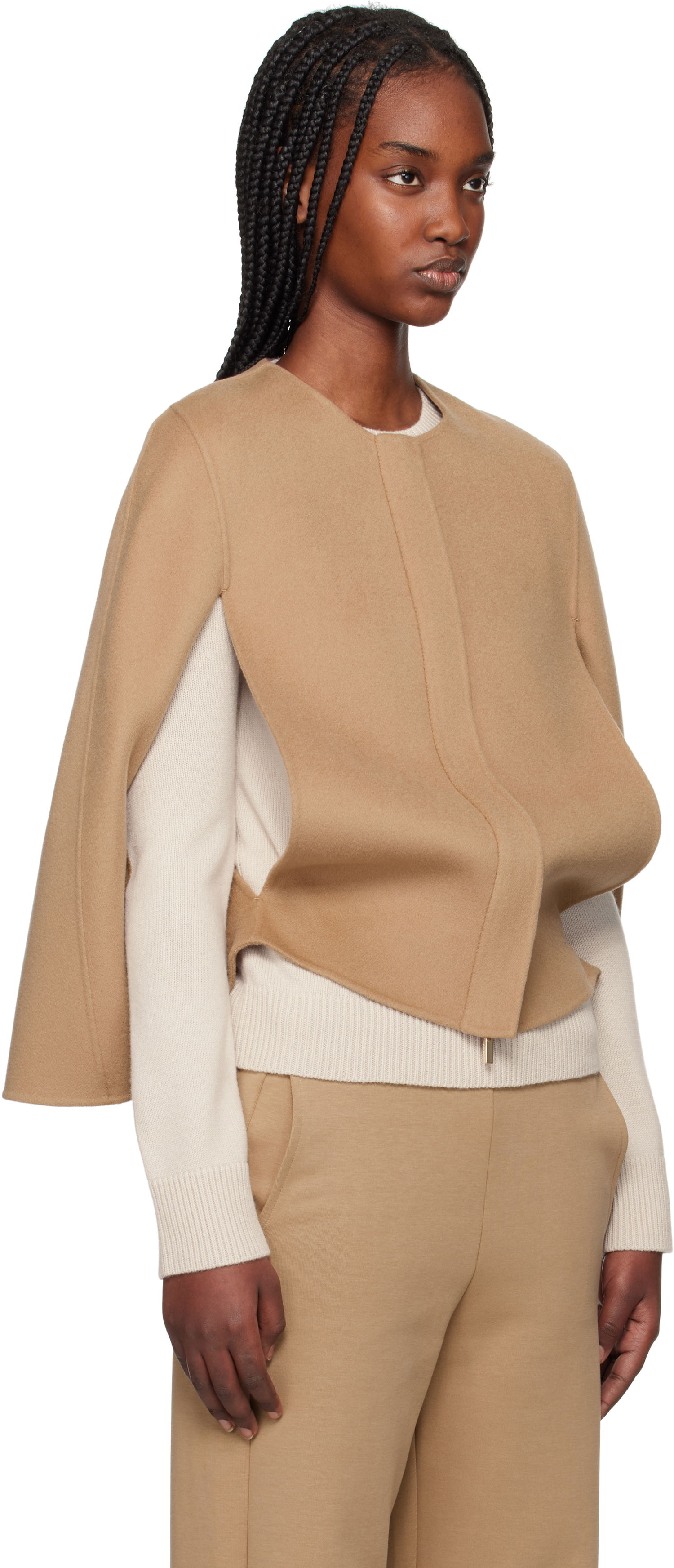 Prsluk Max Mara Max Mara Helene Wool Cape Jacket Smeđa | 2519731011600, 1