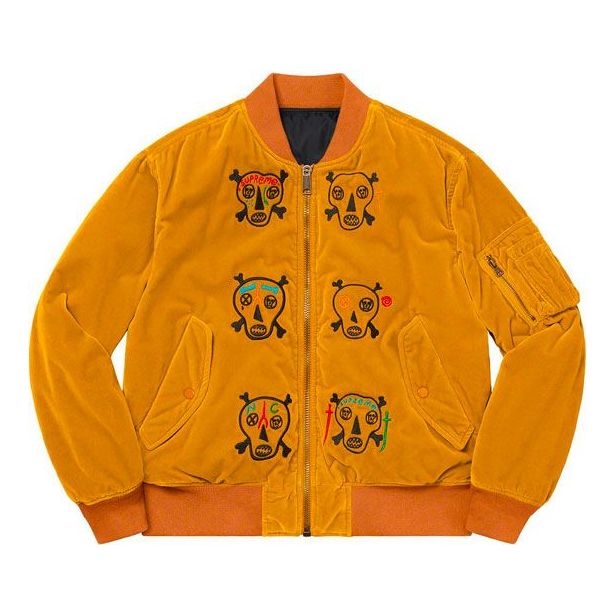Bomber jakna Supreme Clayton Patterson Skulls Velvet Bomber Jacket Narančasta | SUP-SS21-601, 0