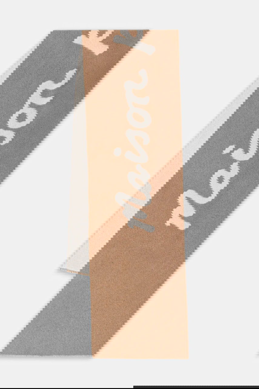Šal MAISON KITSUNÉ Scarf with wool blend Handwriting Bež | PM06202WB0038, 0