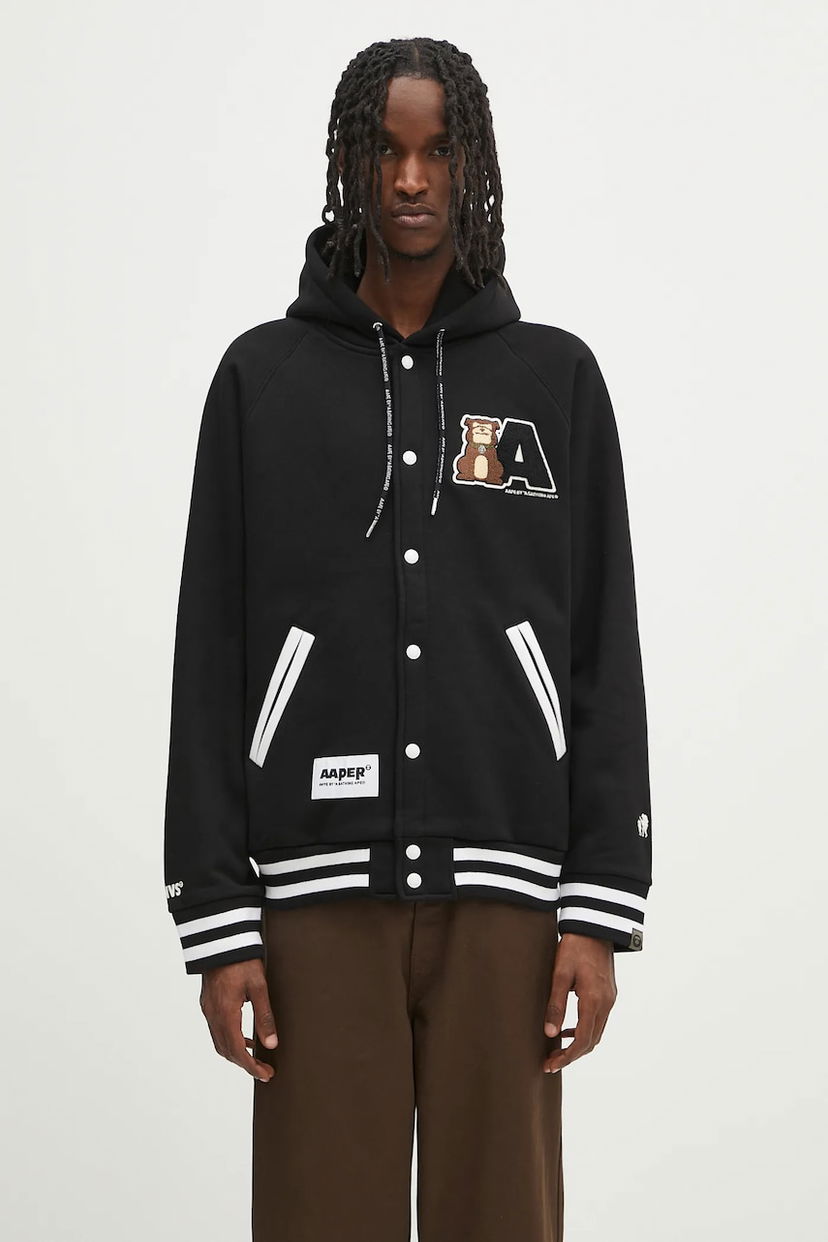 Bomber jakna AAPE by A Bathing Ape AAPE Aaper Hoodie Crna | AAPSWMB382XXN