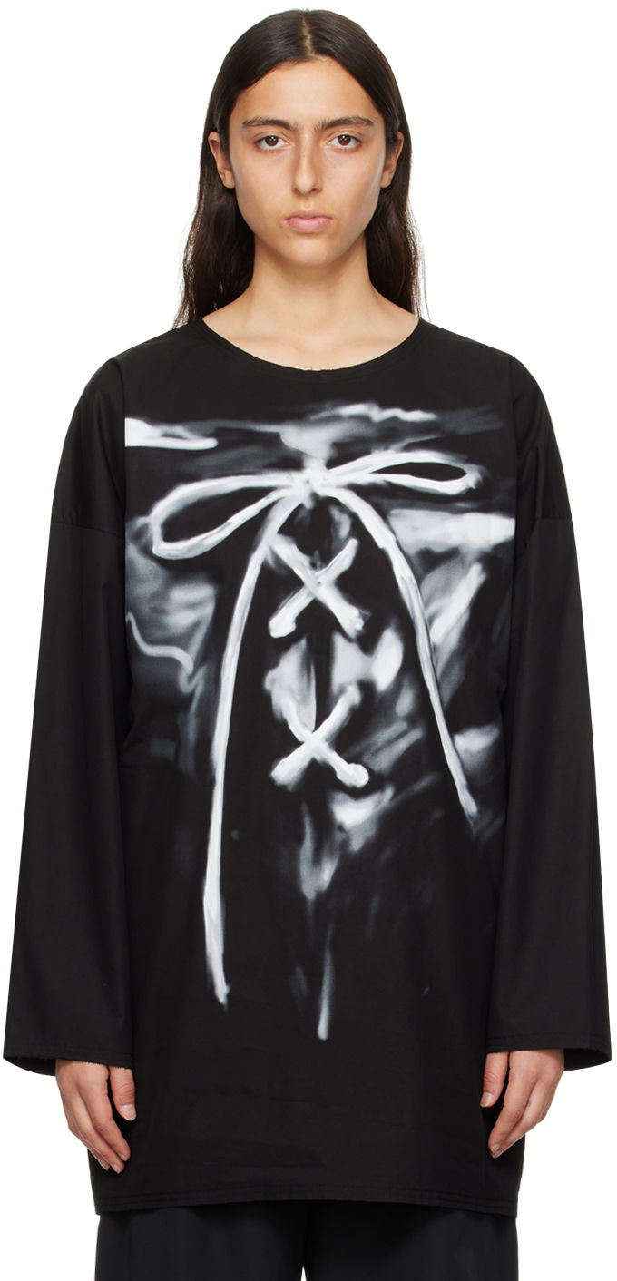 Majica kratkih rukava We11done Long Sleeve Graphic T-Shirt Crna | WD-SH3-23-184-U-BK