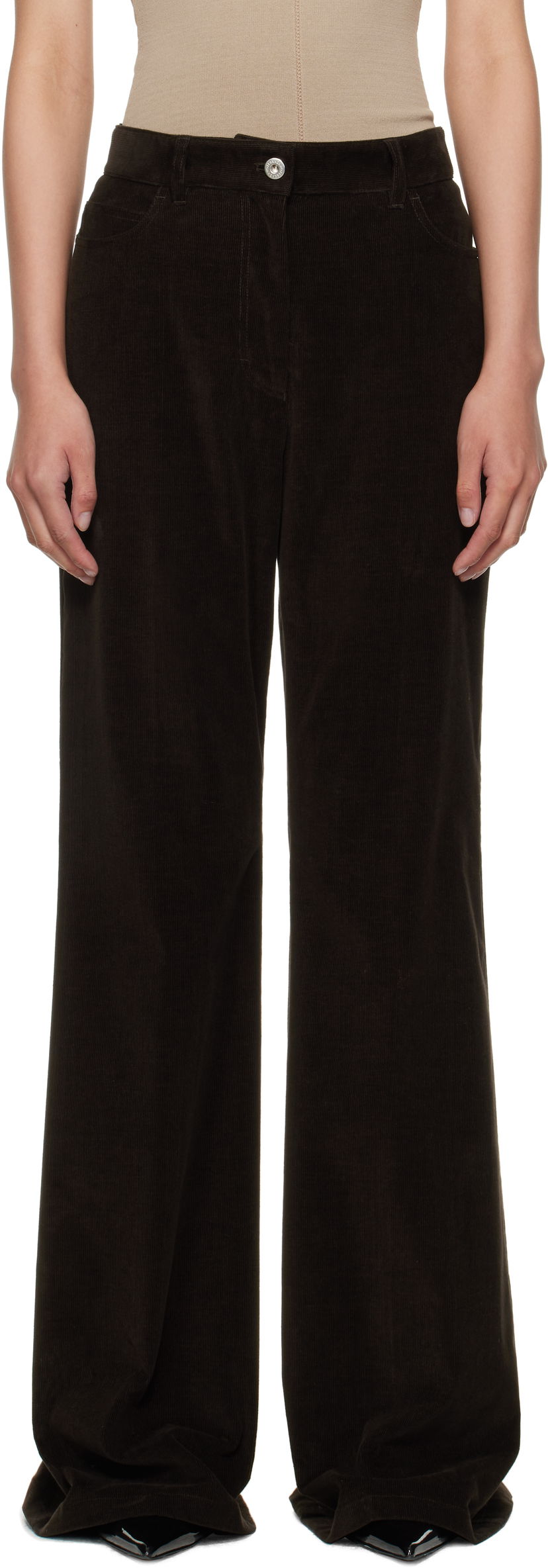 Hlače FERRAGAMO Ferragamo Flared Corduroy Trousers Smeđa | 785197