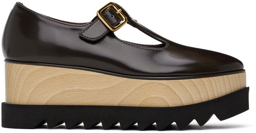 Tenisice i cipele Stella McCartney Sneak-Elyse T-Bar Platform Loafers Smeđa | 810448AP0350
