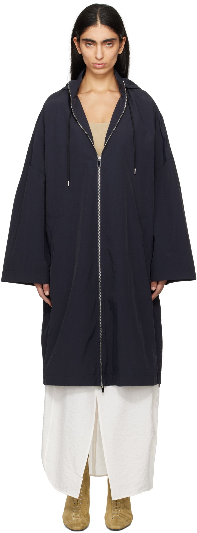 Vjetrovka TOTEME TOTEME Windbreaker Hooded Coat Tamnoplava | 252-WRO0172-FB0367