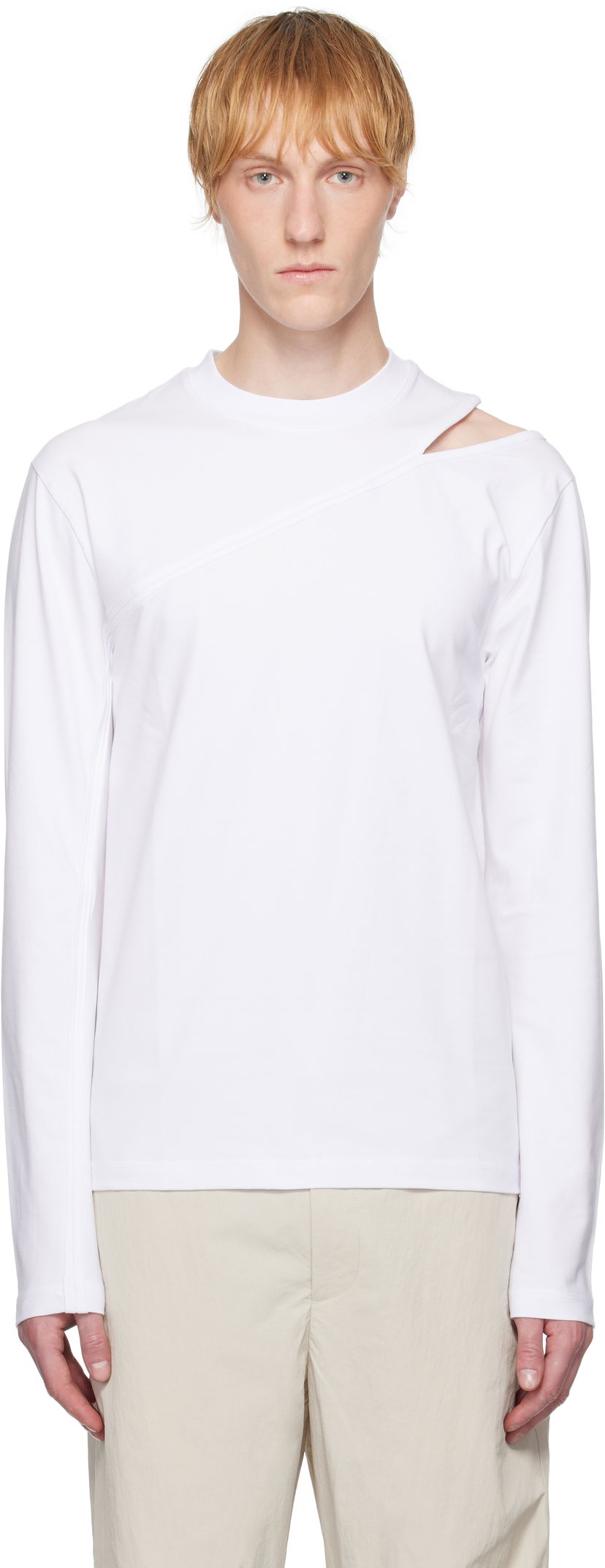 Majica kratkih rukava HELIOT EMIL HELIOT EMIL Pleistos Cutout Long Sleeve T-Shirt Bijela | SS25_M_09_135_WHT02