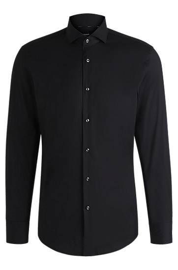 Košulja BOSS Slim Fit Easy-Iron Cotton-Blend Poplin Shirt Crna | 50479915