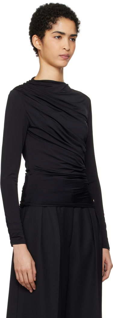 Majica kratkih rukava Anine Bing Anine Bing Bray Draped Jersey Top Crna | A-08-10037-BLK29, 3