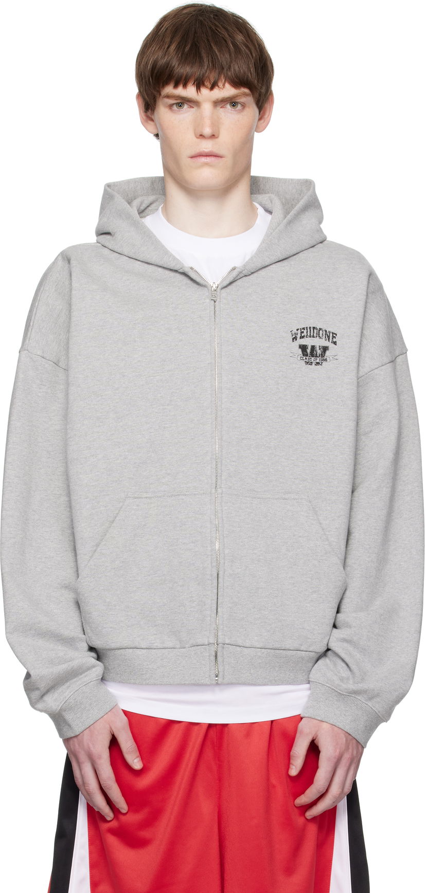 Dukserice We11done We11done College Zip-Up Hoodie Siva | WD-TJ2-25-846-U-MG