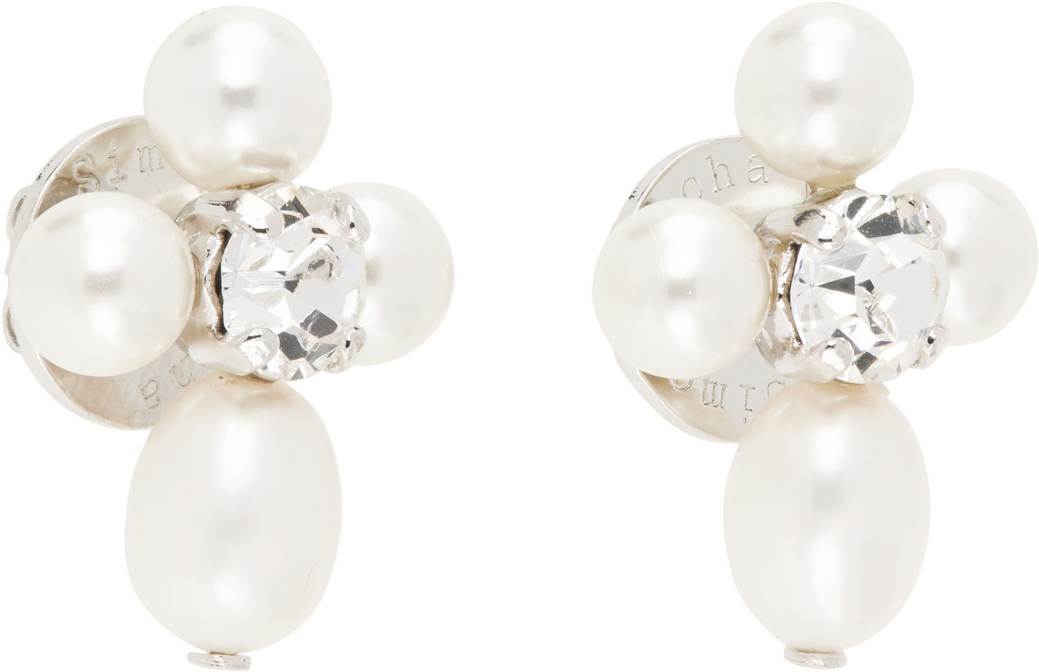 Naušnice Simone Rocha Simone Rocha Pebble Pearl Crystal Cluster Drop Earrings Bijela | ERG535 0913, 1