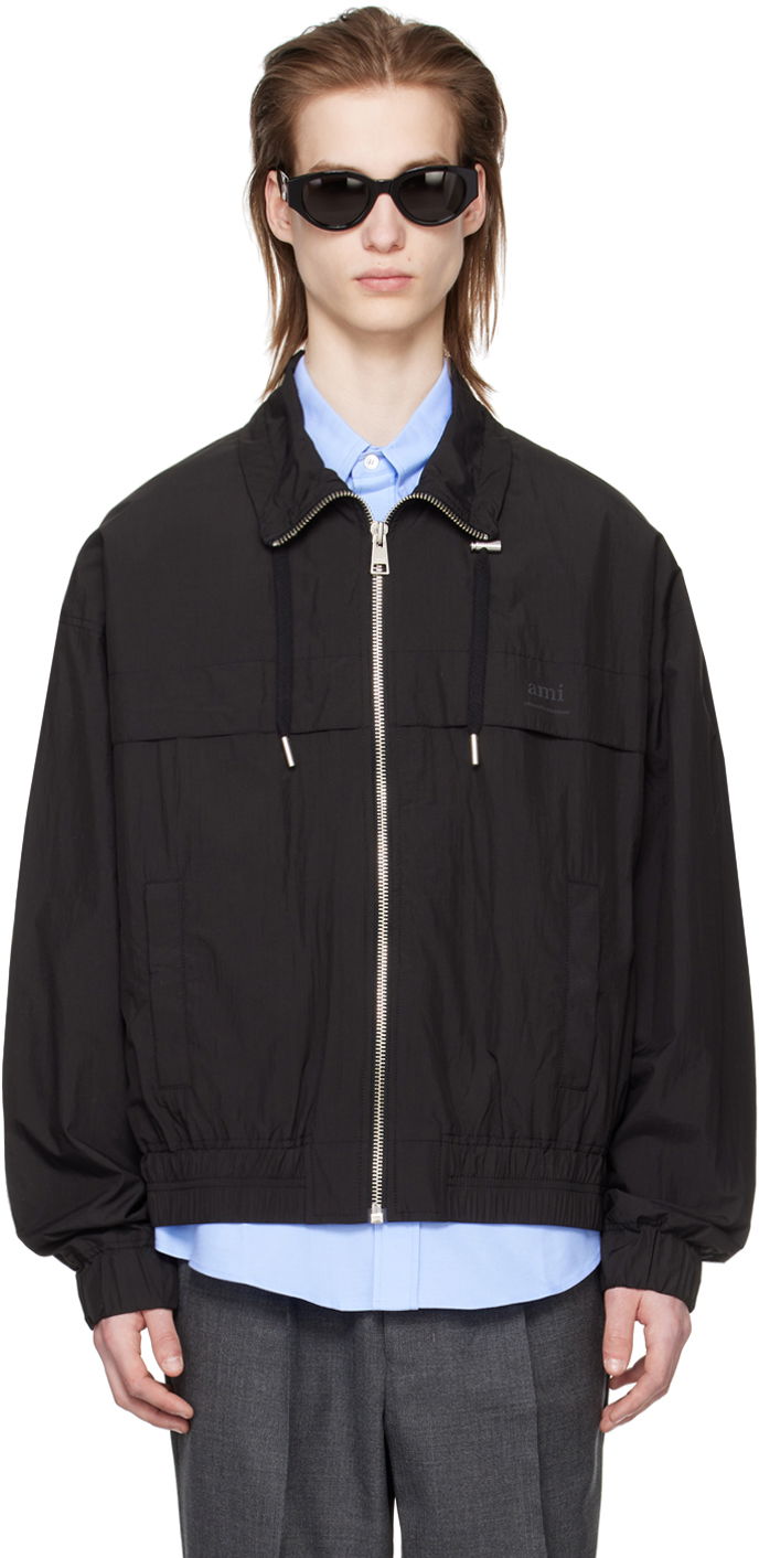 Bomber jakna AMI Paris Drawstring Bomber Jacket Crna | HJK051.PA0009