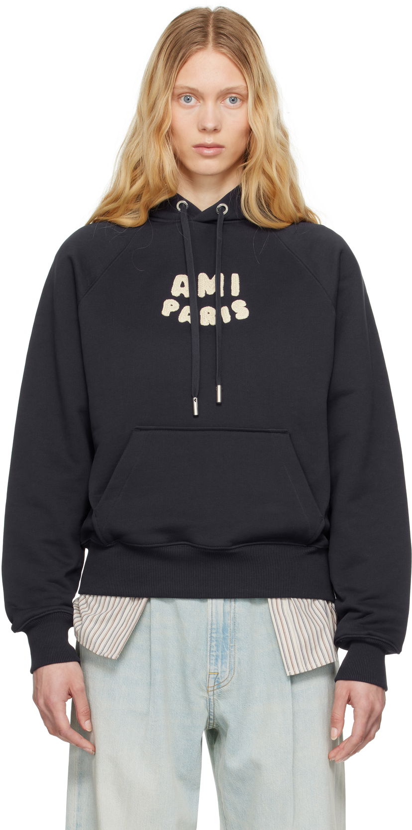 Dukserice AMI AMI Paris Patch Cotton Hoodie Tamnoplava | USW275.747