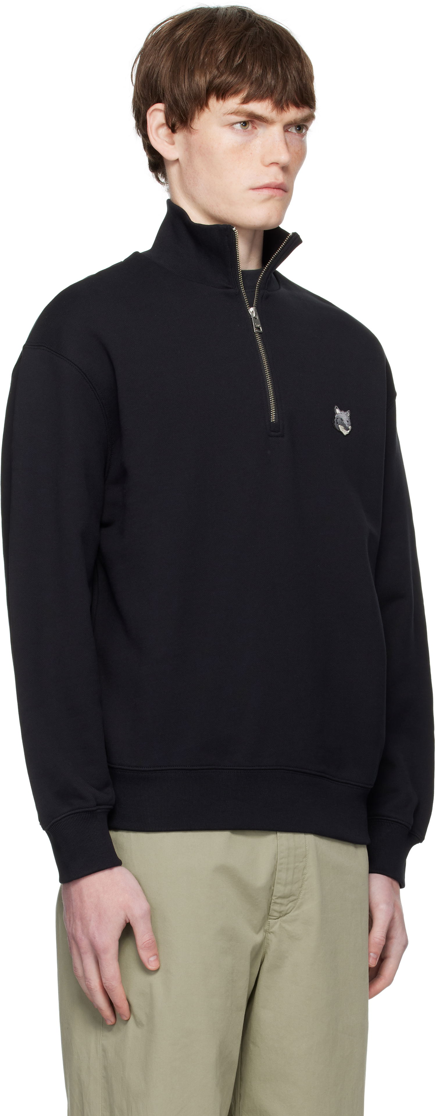 Dukserice MAISON KITSUNÉ Maison Kitsuné Fox Head Comfort Half Zip Sweatshirt Crna | PM00305KM0341, 1