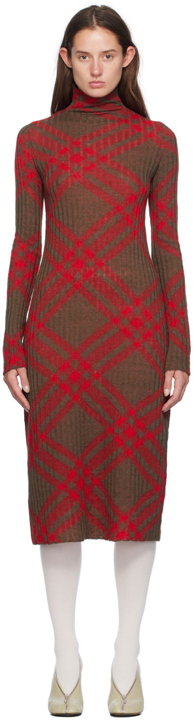 Haljina Burberry Check Midi Dress Crvena | 8093580