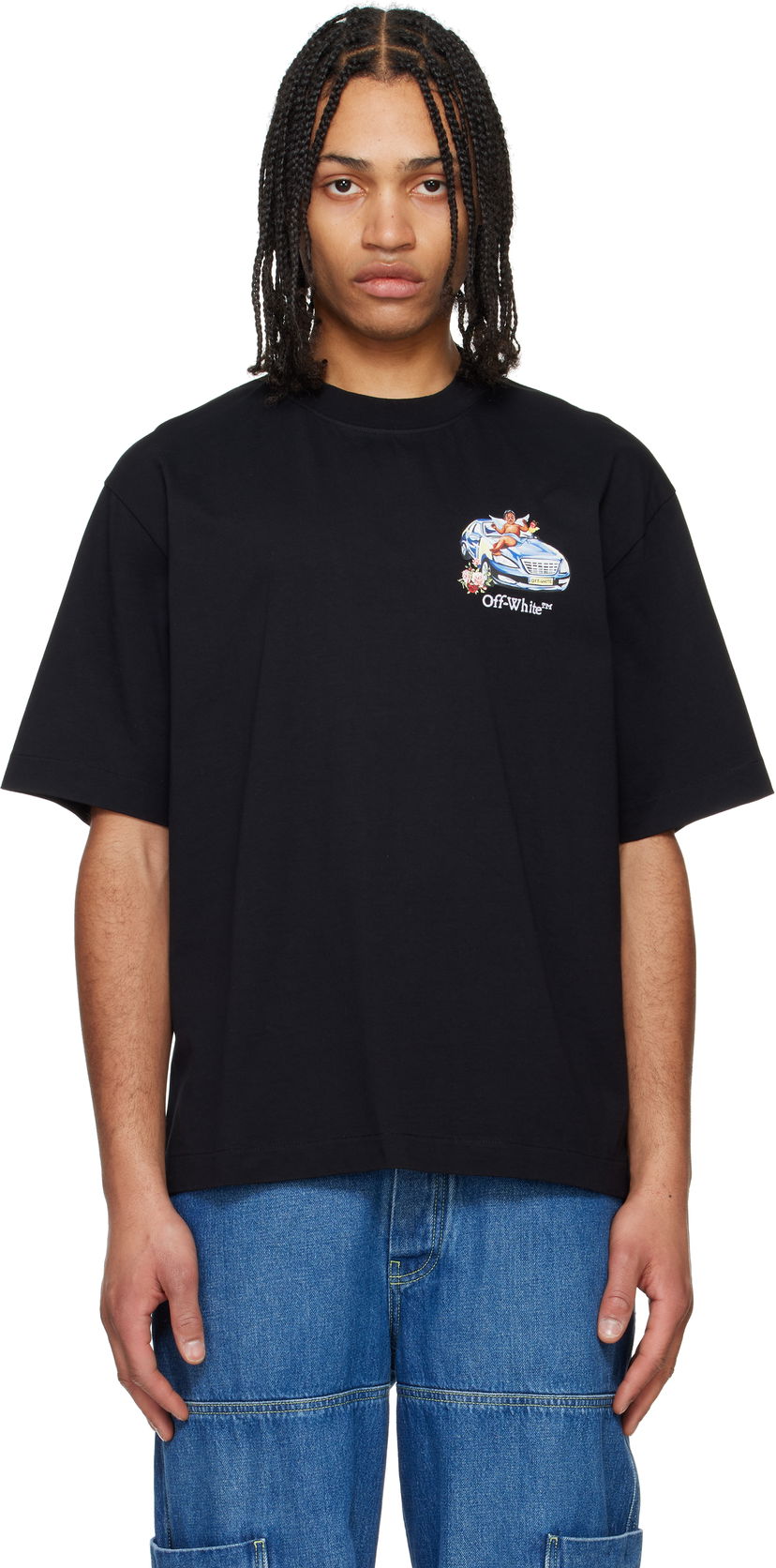 Majica kratkih rukava Off-White Off-White Fresco Angel Graphic T-Shirt Crna | OMAA120S25JER0031001
