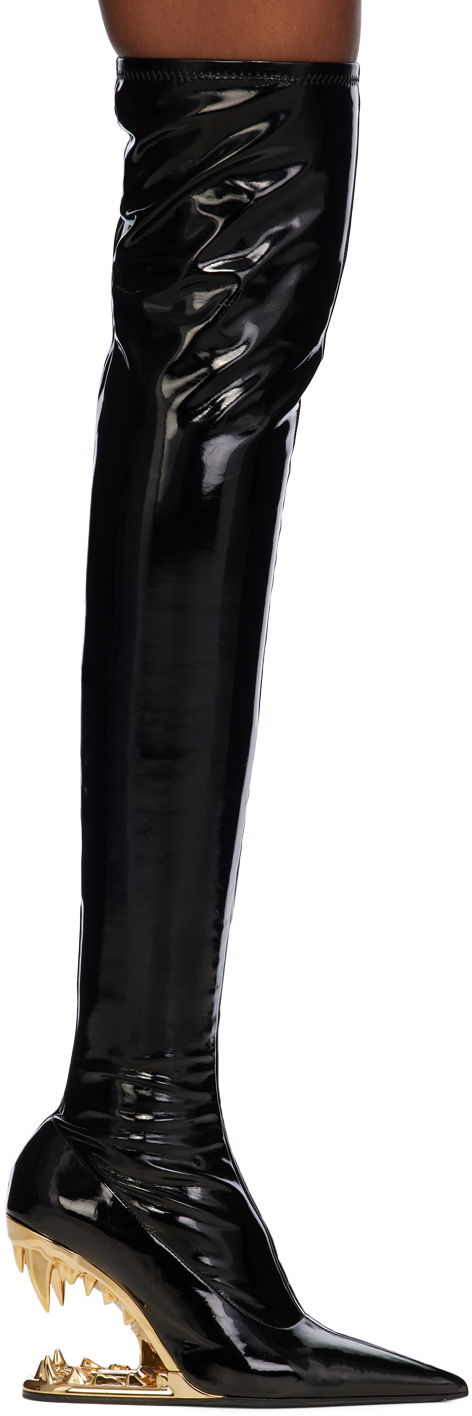 Odjeća GCDS GCDS Morso Thigh-High Patent Leather Boots Crna | A1OW4605AA9