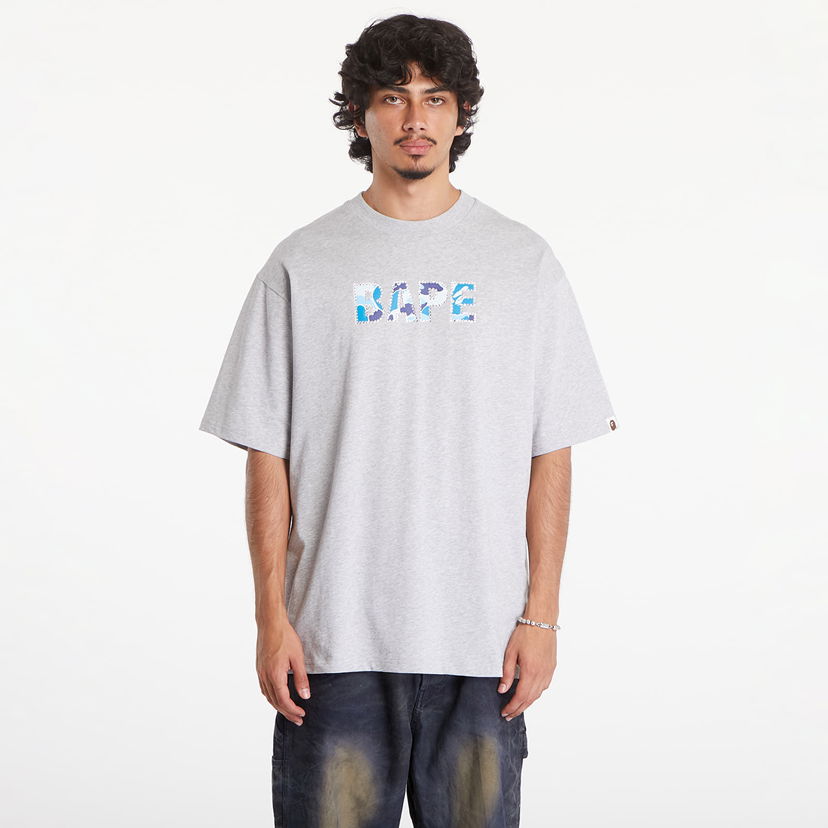 Majica kratkih rukava BAPE A BATHING APE Rhinestone Logo Relaxed Fit Short Sleeve Tee Gray Siva | 001CSK801307M GRA