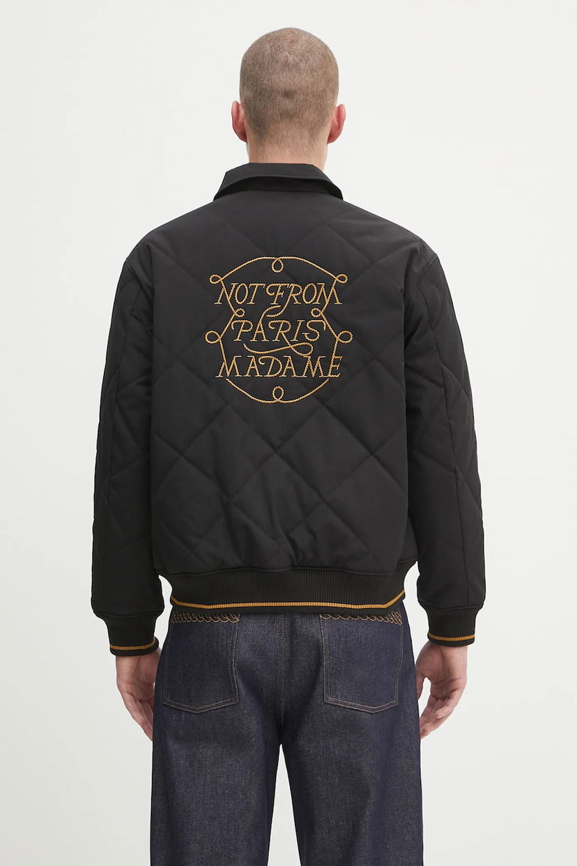 Jakna Drôle de Monsieur Drôle de Monsieur La Veste Slogan Tresses Quilted Jacket Crna | H.JT236.PL163