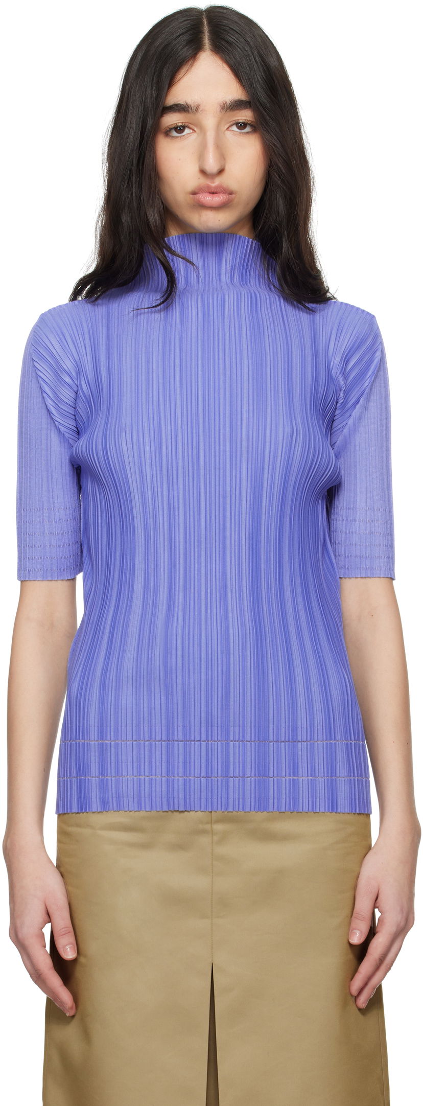 Džemper Pleats Please Issey Miyake Pleats Please Issey Miyake Soft Pleats Turtleneck Top Ljubičasta | PP56JK933
