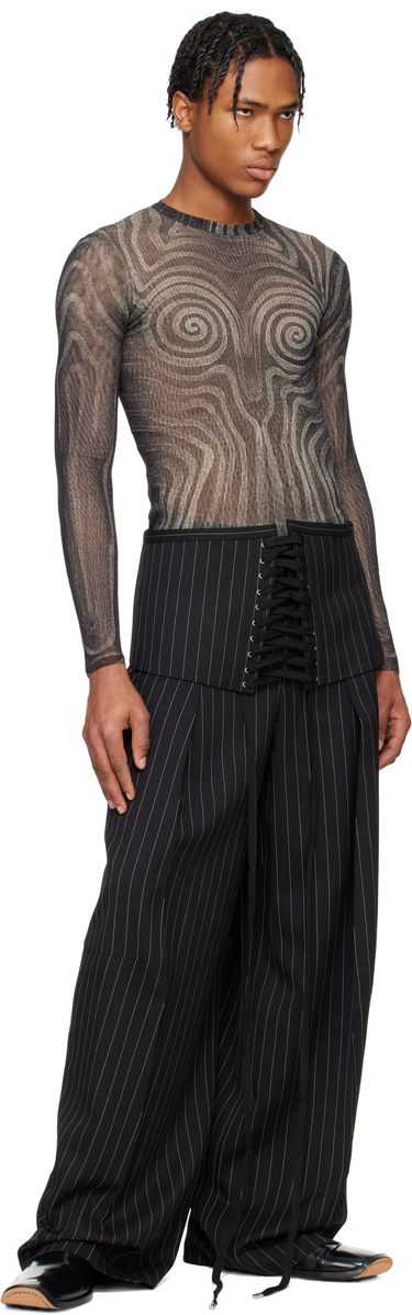 Džemper Jean Paul Gaultier Jean Paul Gaultier 'The Spirale' Sheer Long Sleeve T-Shirt Crna | 25/34-F-TO270-T587-000203, 4
