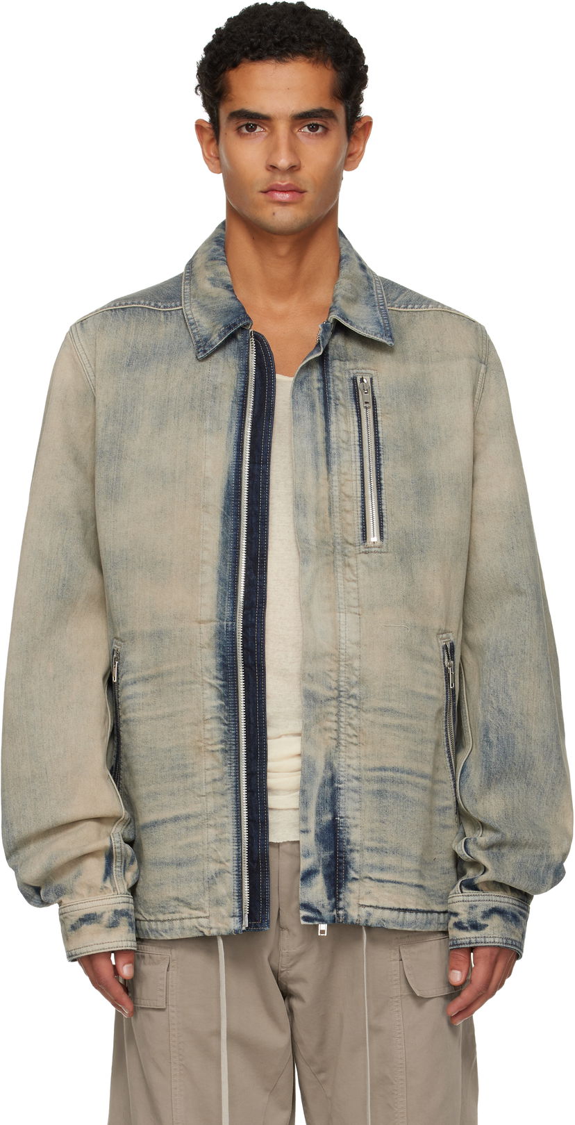 Jakna Rick Owens DRKSHDW Concordians Concealed Zipfront Denim Jacket Plava | DU02E7775 DMP