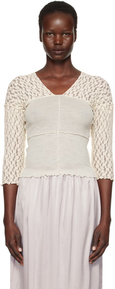 Crop top Baserange Nehru Long Sleeve T-Shirt Bijela | TONLS-LA-SP25, 0