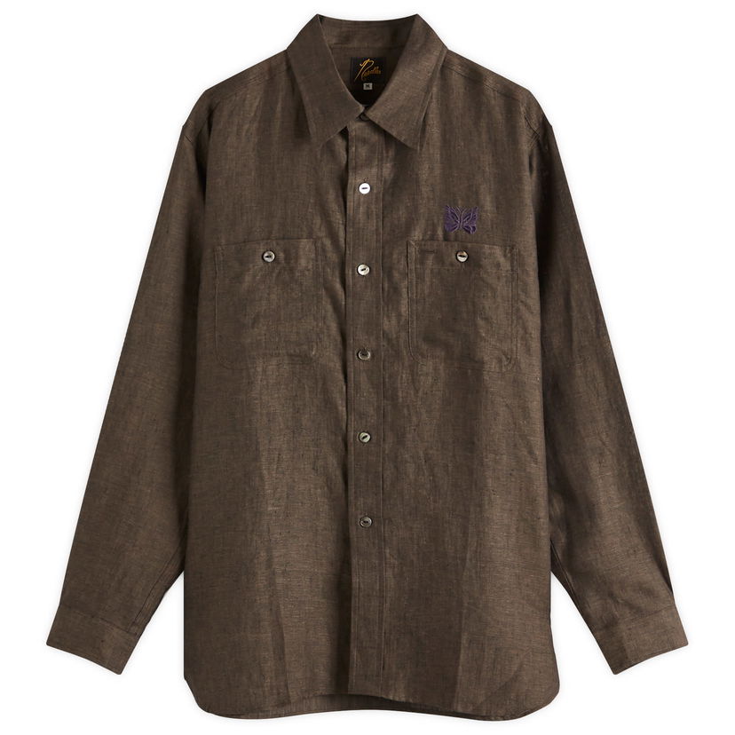 Košulja Needles Needles Linen Chambray Work Shirt, Large Smeđa | QV291-C