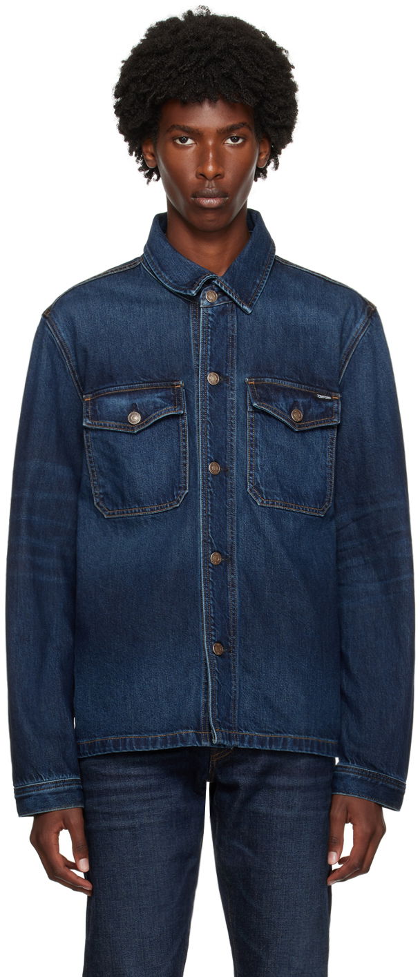 Jakna Tom Ford Blue Faded Denim Jacket Tamnoplava | DJR002-DMC055F24