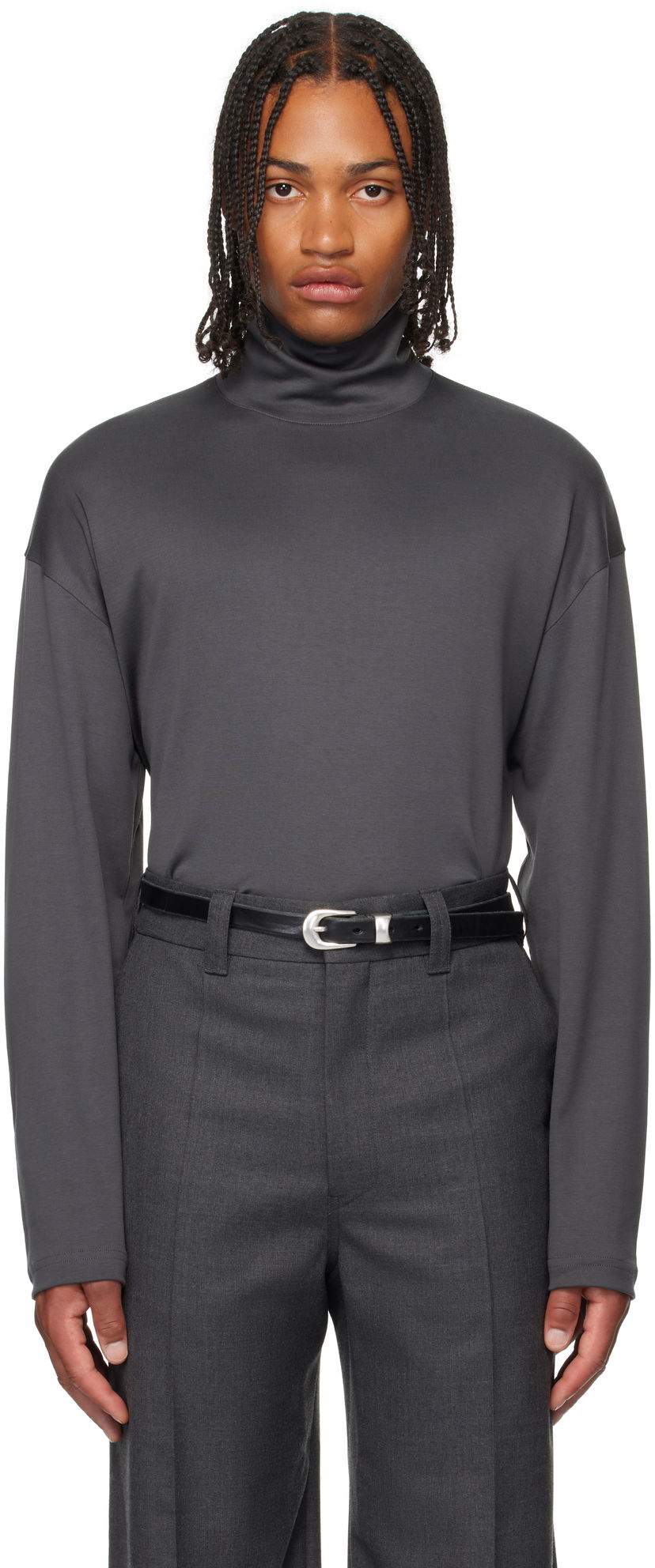Majica kratkih rukava LEMAIRE Lemaire Relaxed Mock Neck T-Shirt Siva | TO1467 LJ1043