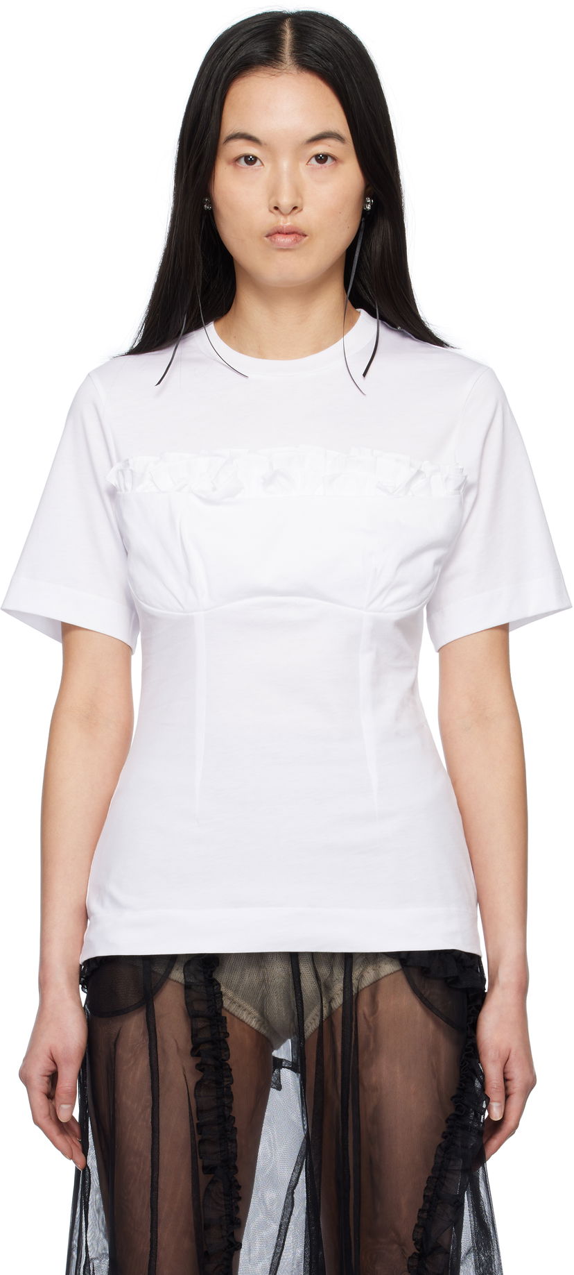 Majica kratkih rukava Simone Rocha Simone Rocha Balconette Bust Detail T-Shirt Bijela | 5323 0553