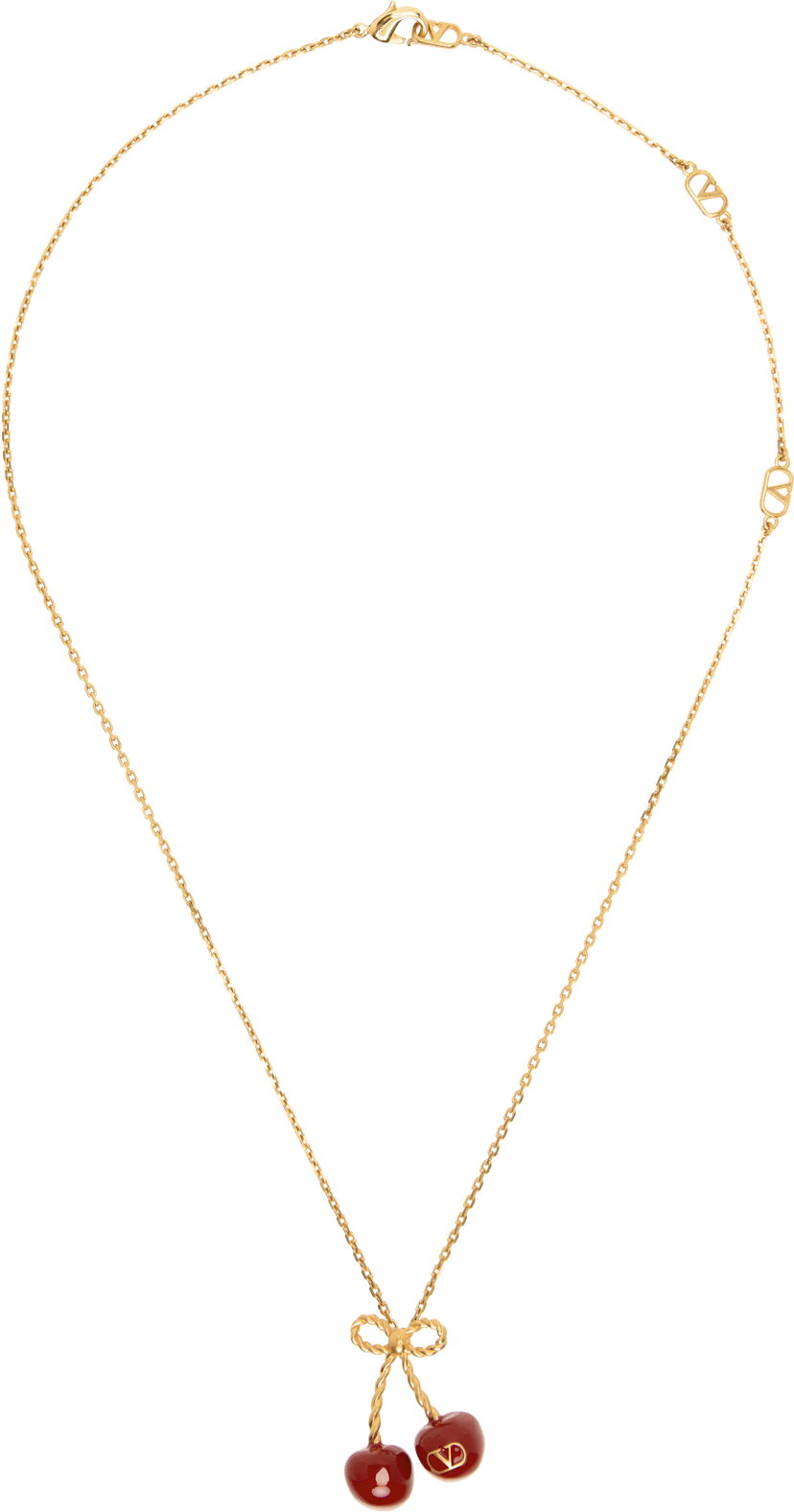 Ogrlica Valentino Valentino Garavani Chez Valentino Gold-Tone Cherry Necklace Metalik | 6W0J0Z81MJP