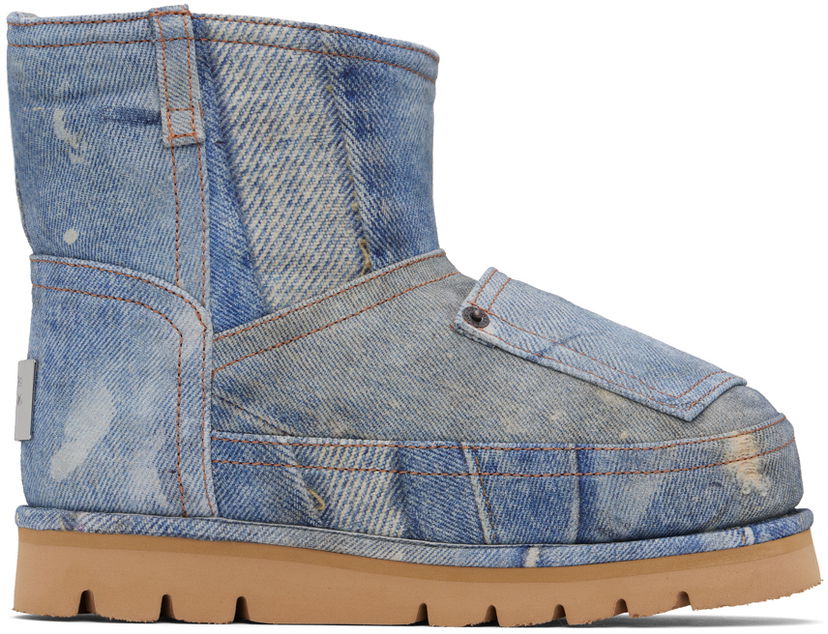 Odjeća Acne Studios Acne Studios Batter Low Print Denim Boots Plava | AD0770-