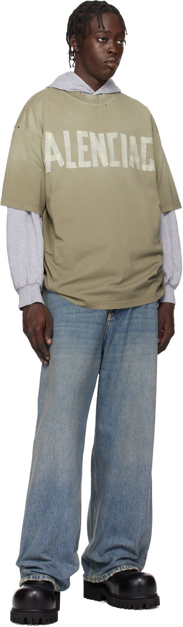 Majica kratkih rukava Balenciaga New Tape Type Medium Fit T-Shirt Zelena | 739784TOVA9, 4