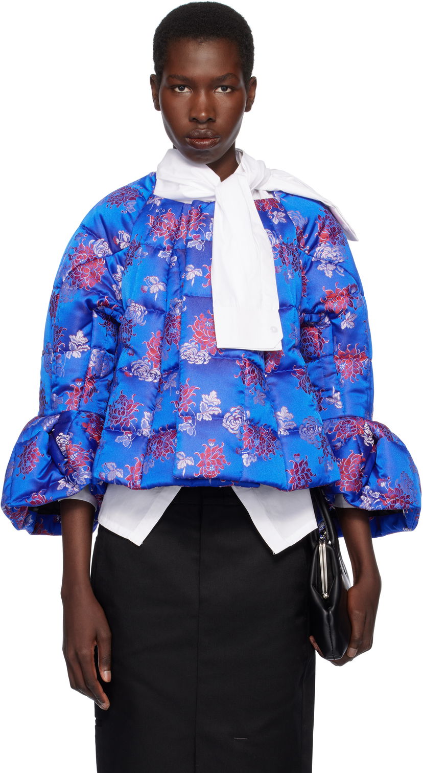 Pernata jakna Comme des Garçons Comme des Garçons Jacquard Quilted Cropped Jacket Plava | GO-J033-051-1