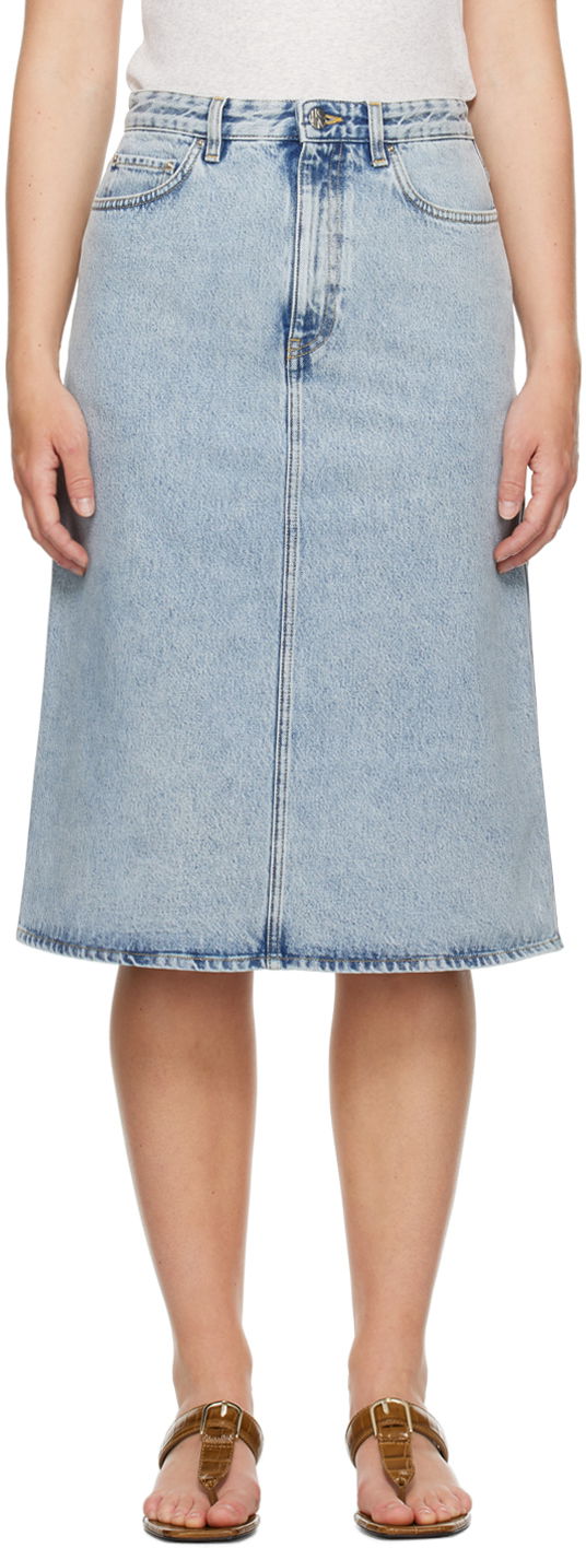 Suknja TOTEME Five-Pocket Denim Midi Skirt Plava | 243-WRB0193-FB0045