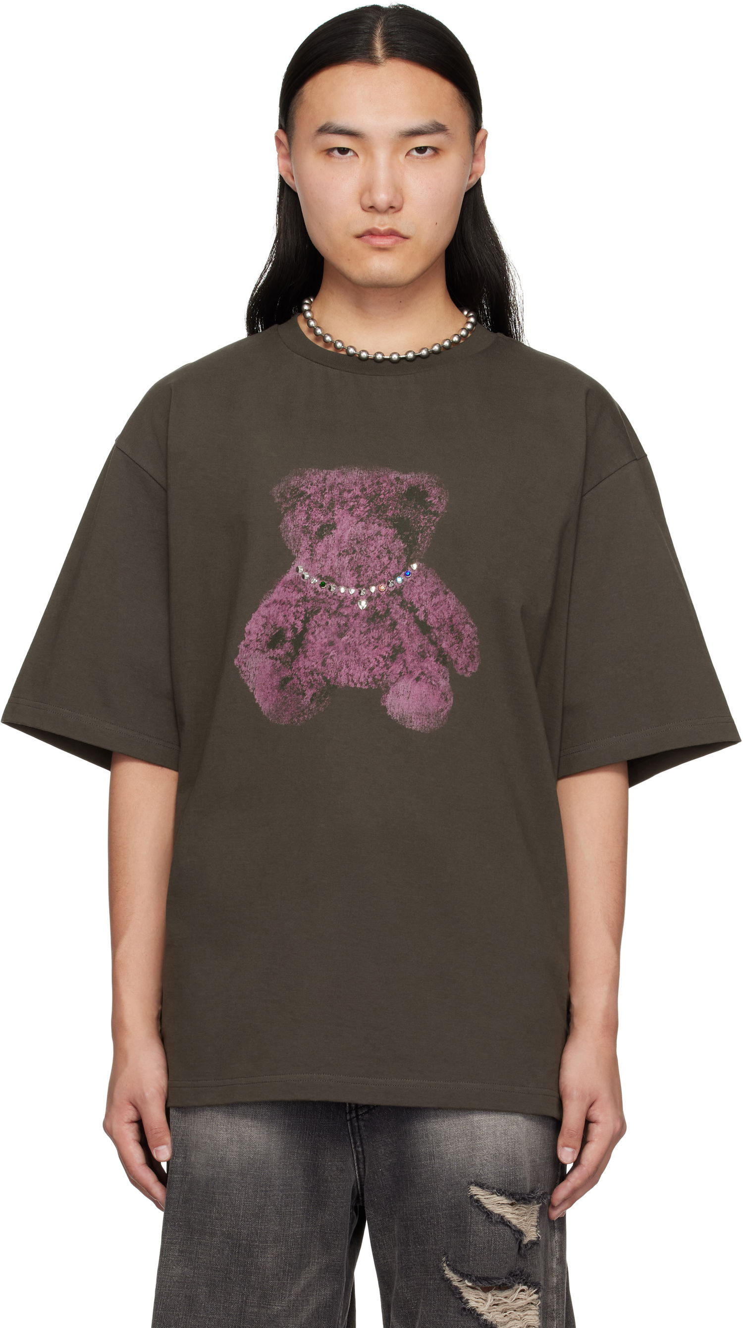 Majica kratkih rukava We11done We11done Pearl Bear Graphic T-Shirt Smeđa | WD-TT0-25-757-U-CH, 0