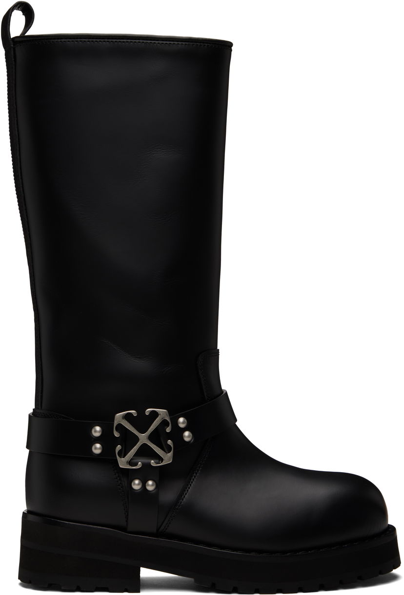 Odjeća Off-White Off-White Off Track Leather Boots Crna | OWIE045C99LEA0011072