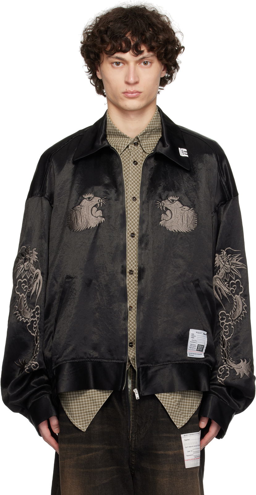 Bomber jakna Maison MIHARA YASUHIRO MIHARA YASUHIRO Collared Souvenir Jacket Crna | J14BL144