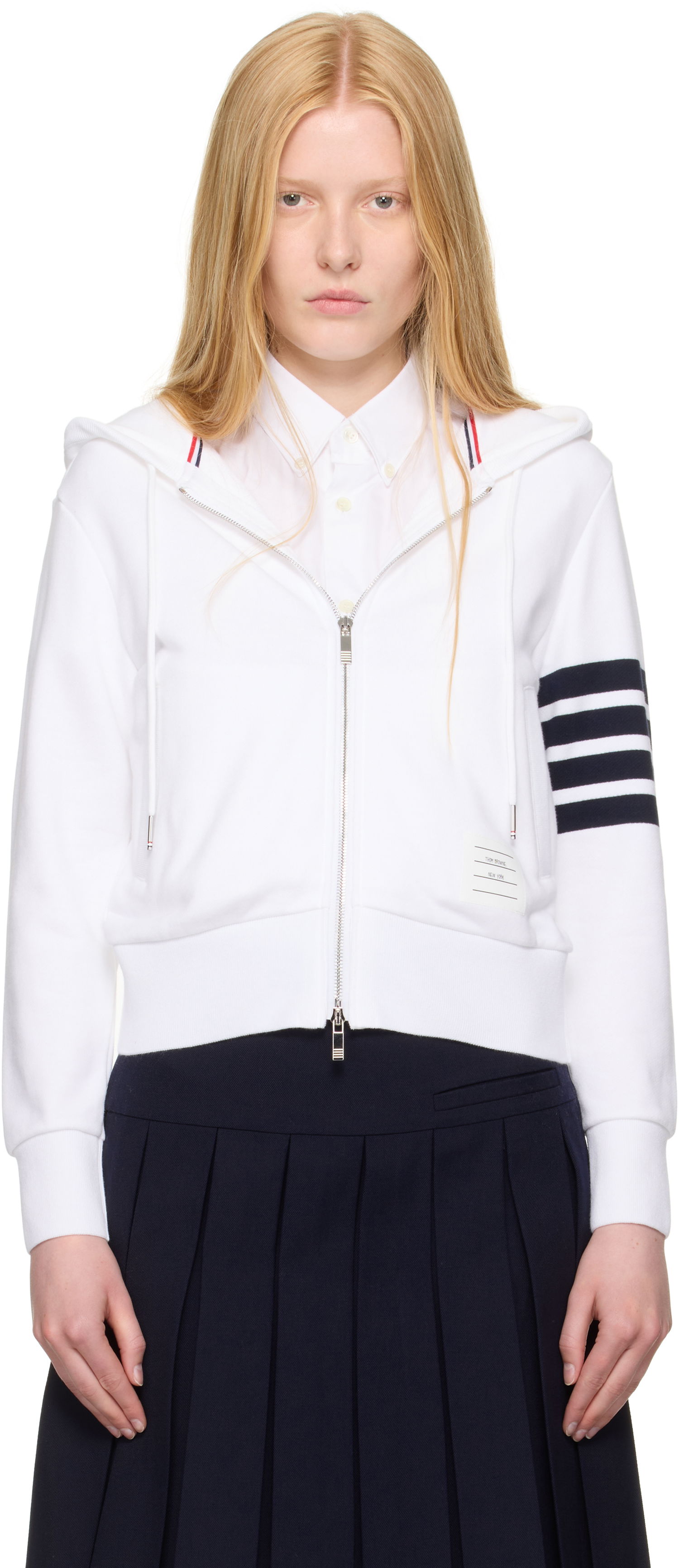 Dukserice Thom Browne Thom Browne Classic Zip Up Hoodie Bijela | FJT400A-00535, 0