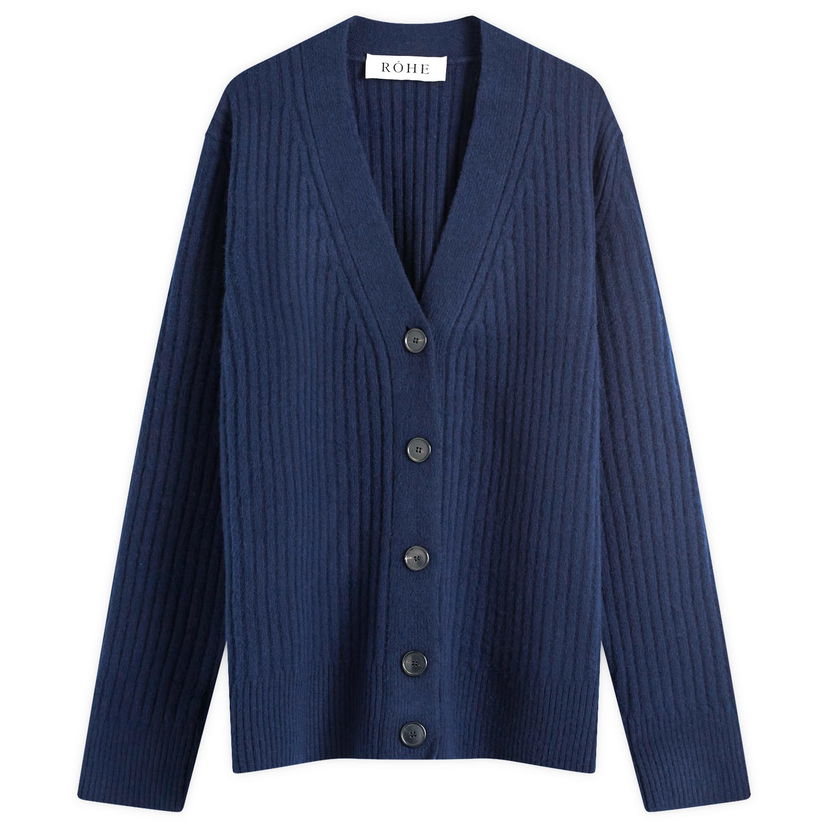 Džemper Róhe Ribbed Boiled Wool Knitted Cardigan Plava | 312-23-001-411