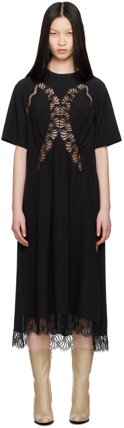 Haljina Stella McCartney Stella McCartney Gathered Lace Maxi Dress Crna | 6A03983BU216