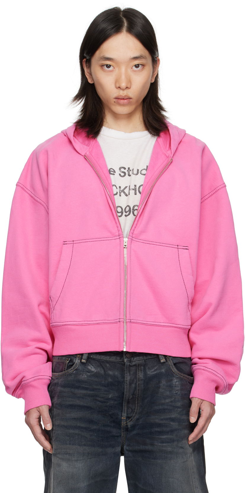 Dukserice Acne Studios Acne Studios Zip-Up Hoodie Ružičasta | CI0208-