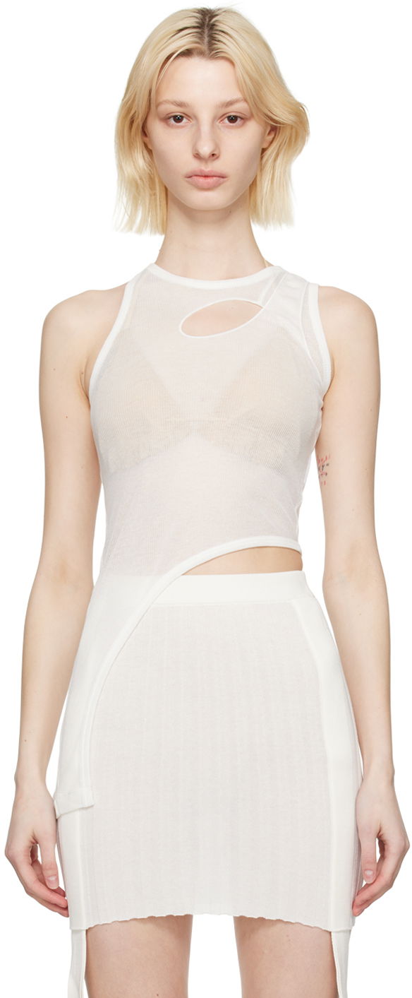 Majica bez rukava Dion Lee Bone Merrow Asymmetrical Tank Top Bijela | C3133S23
