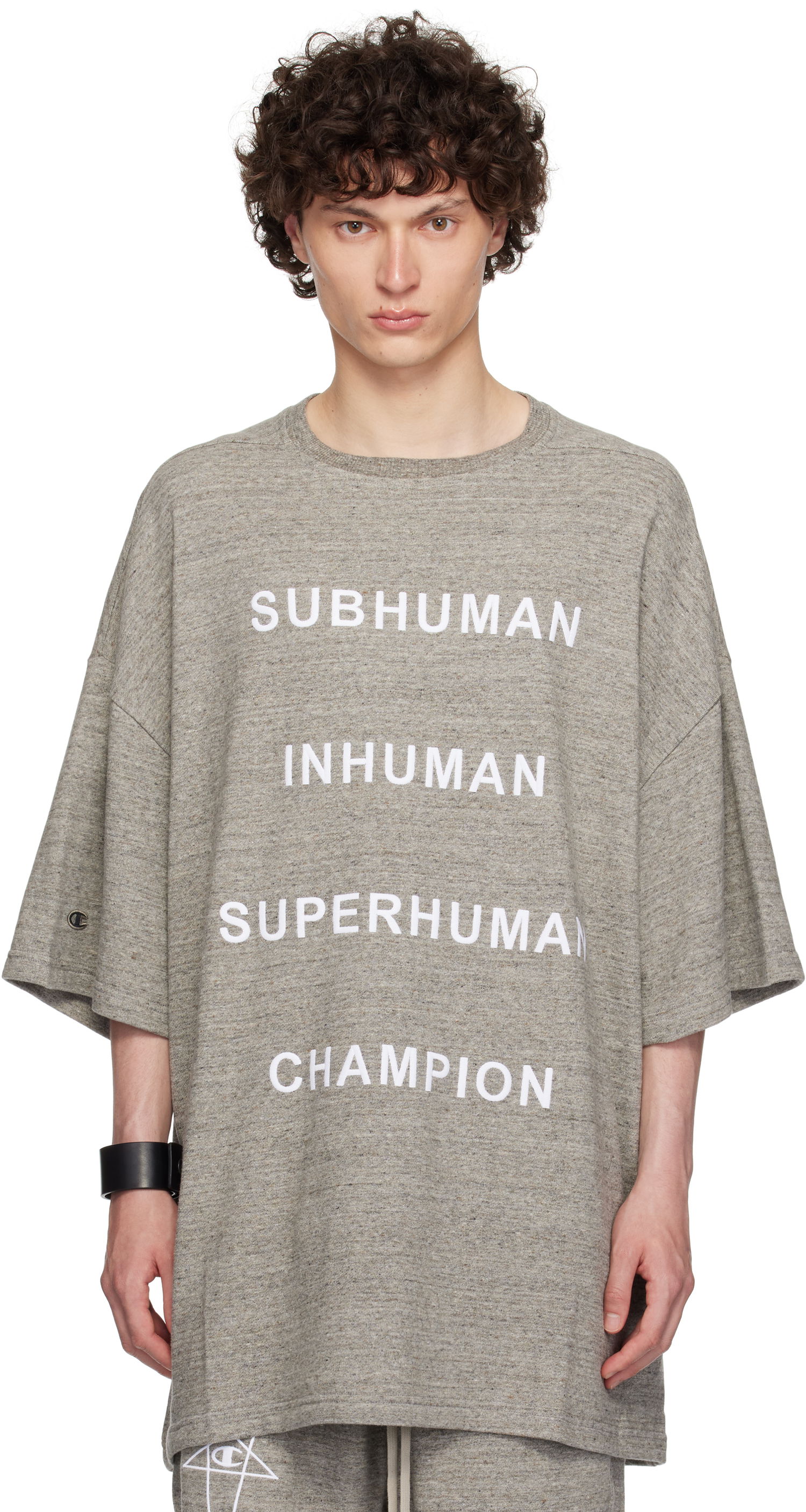 Majica kratkih rukava Rick Owens Rick Owens Champion Edition Tommy T-Shirt Siva | CM01E1674 CHMJ MELANGE JERSEY, 0