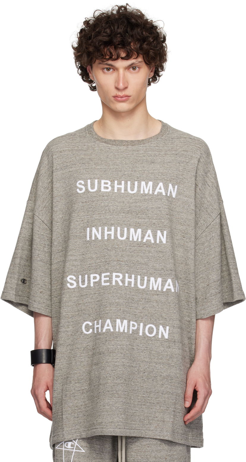 Majica kratkih rukava Rick Owens Rick Owens Champion Edition Tommy T-Shirt Siva | CM01E1674 CHMJ MELANGE JERSEY