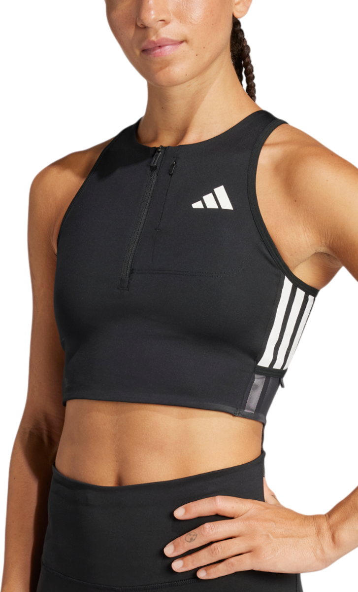 Majica bez rukava adidas Performance Adizero Crop Top Crna | jn7162
