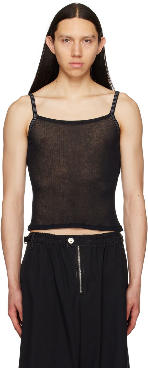 Majica bez rukava Dion Lee Semi-Sheer Tank Top Crna | C3132S23