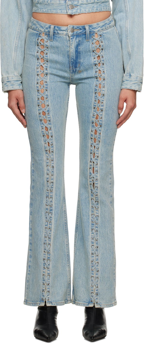 Jeans Ksubi Ksubi Soho Dove Lace-Up Flare Jeans Tirkiz | WFA23DJ022