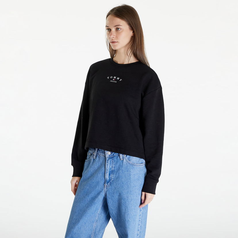 Dukserice Tommy Hilfiger Essential Logo 2 Relaxed Fit Crewneck Crna | DW0DW18143 BDS