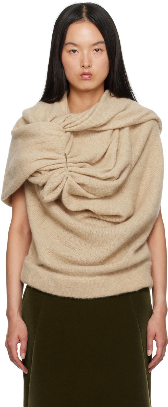 Džemper Dries Van Noten Alpaca Asymmetrical Sweater Bež | 242-011254-9709