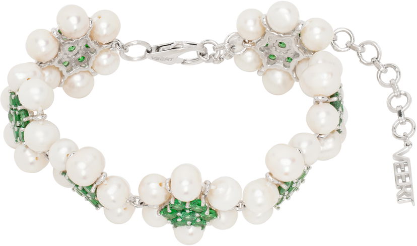 Narukvica VEERT 'The 42 Pearl Green Flower' Bracelet Metalik | JLG0014G-WG
